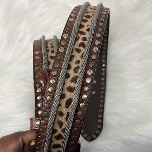 nanni studded mesh chain cheetah Print Calf Hair Belt Womens 85/34 Made In Italy